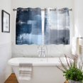 thumbnail image 3 of Navy Blue Grey Kitchen Curtains Short 45 Inch Length, Modern Ombre Oil Painted Abstract Art Grommet Top Bedroom Living Room Curtains, Light Filtering Cafe Curtain Drapes 2 Panels Set 84''x45'', 3 of 9