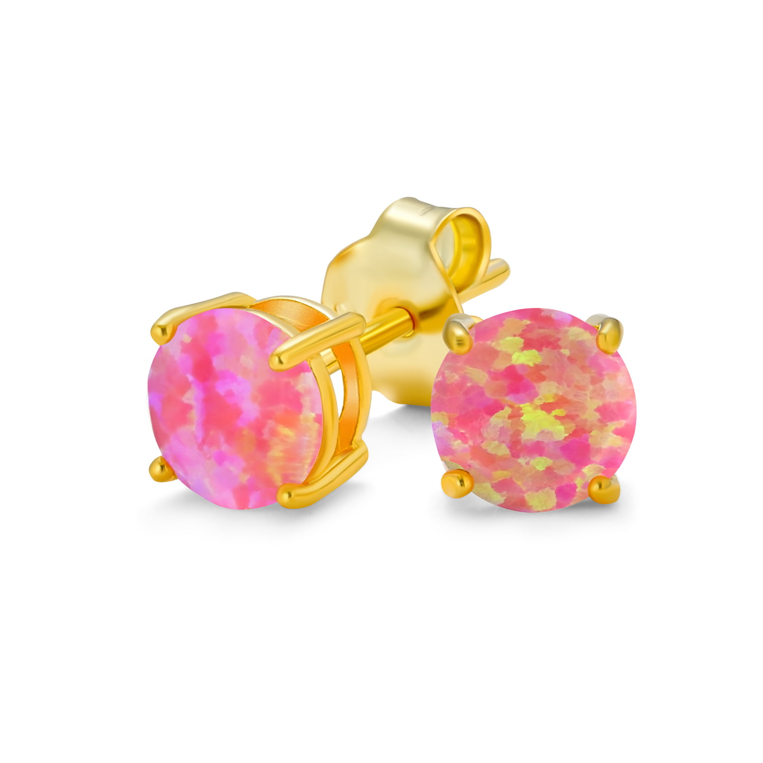 14k Yellow Gold Oval Opal Earrings - Walmart.com