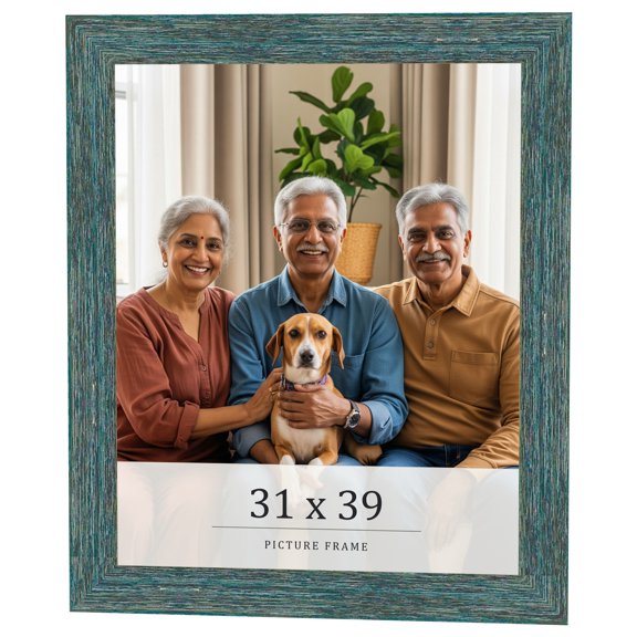 31x39 Frame Blue Rustic Barnwood Solid Wood Picture Frame Width 1.25 Inches | Interior Depth 0.5