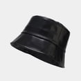 thumbnail image 3 of SikaFu Autumn Winter Pu Solid Color Bucket Hat Fisherman Hat Outdoor Travel Cap For Girl And Women 202, 3 of 6