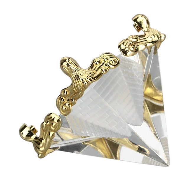 Pirámide Prisma Cristal De Meditación, Figura De Pirámide De Cristal Símbolo De Prosperidad 4x4x4,5 Cm/1,5x1,5x1,7 Pulgadas Regalo Con Soporte Dorado Para Oficina