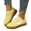 thumbnail image 3 of Women's Fashion Sneakers Trendy Stylish Low Top Classic Retro Casual Ladies Comfortable Running Walking Shoes(Color:Yellow,Size:7), 3 of 9
