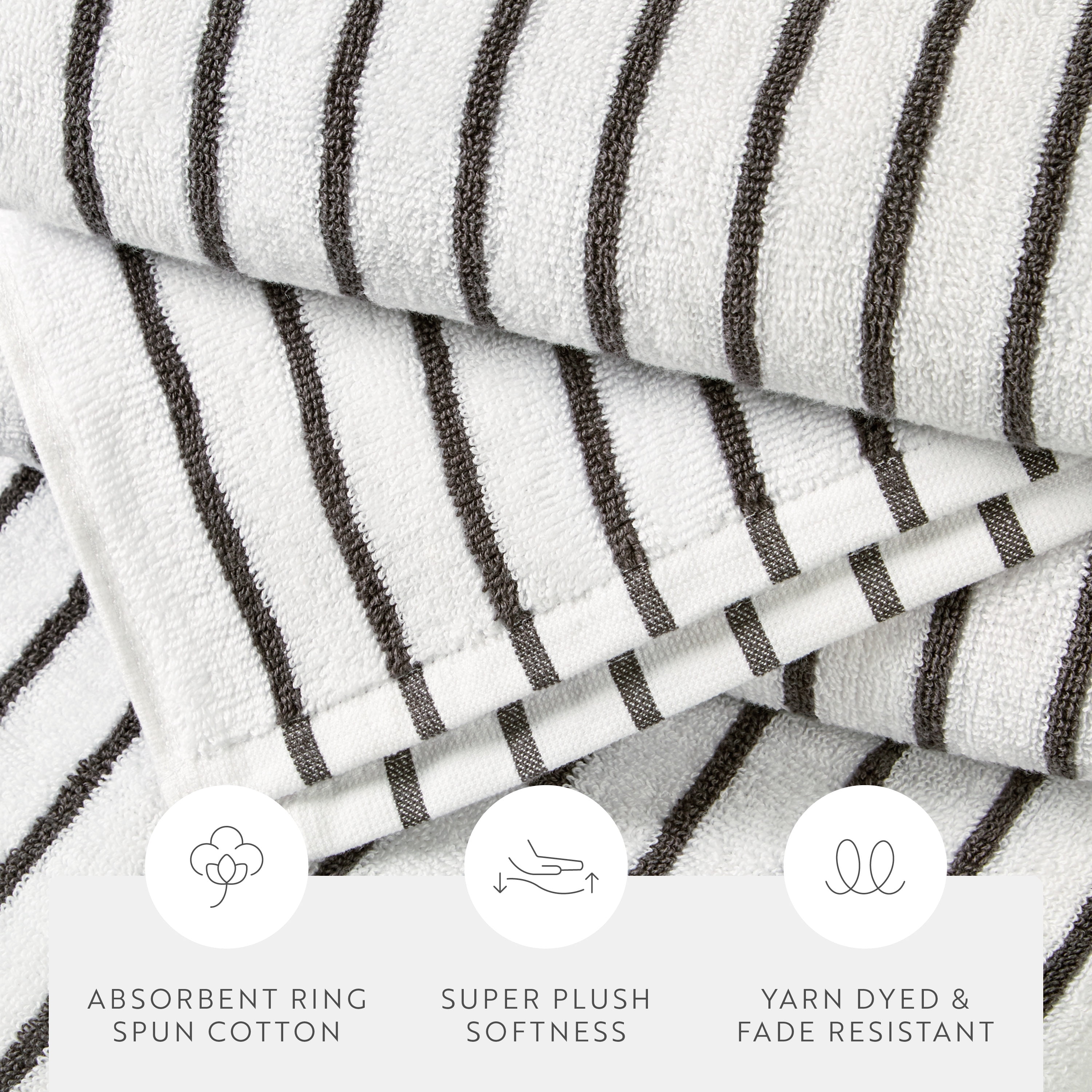 Noble Linens 2 pack Striped Cotton Cabana Beach and Pool Towels