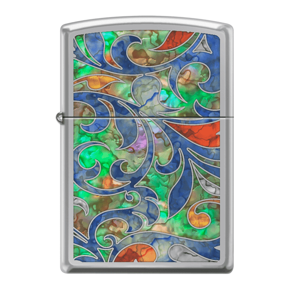 Fusion Multi-Color Floral Design High Polished Chrome Zippo Lighter