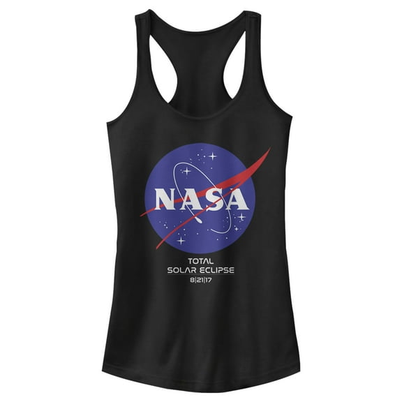 Junior's NASA Classic Logo Total Solar Eclipse 2017  Racerback Tank Top Black Medium