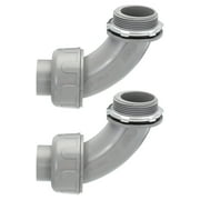Uxcell Liquid Tight Connector 1-1/2NPT Non-metallic PVC Electrical Conduit Fitting Pack of 2(90 degree)