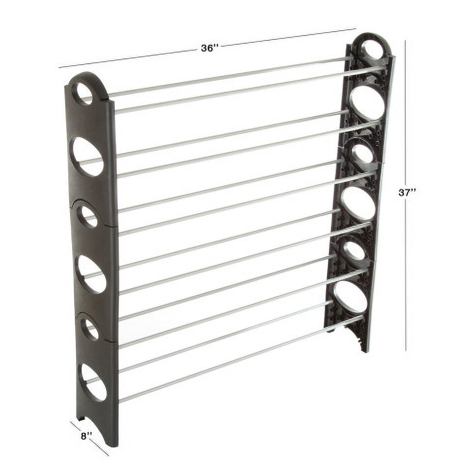 Everyday Home 6-Tier Stackable Shoe Rack - Holds 24 Pairs (Black)