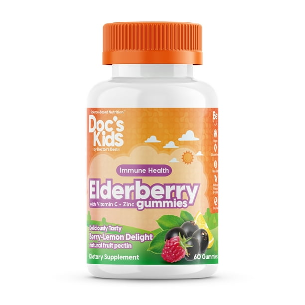 Doctor's Best Doc's Kids Elderberry Gummies with Vitamin C + Zinc ...