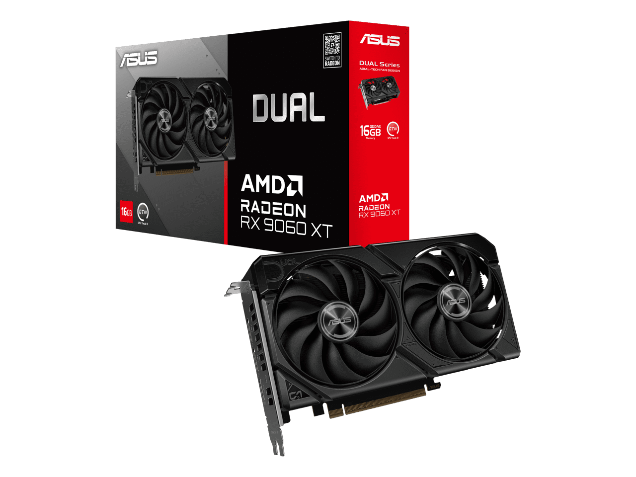 Asus AMD Radeon RX 9060 XT Graphic Card - 16 GB GDDR6 - 7680 x 4320 - 2.64 GHz Game Clock - 3.25 GHz Boost Clock - 128 bit Bus Width - PCI Express 5.0 - DisplayPort - 2 x DisplayPort - HDMI