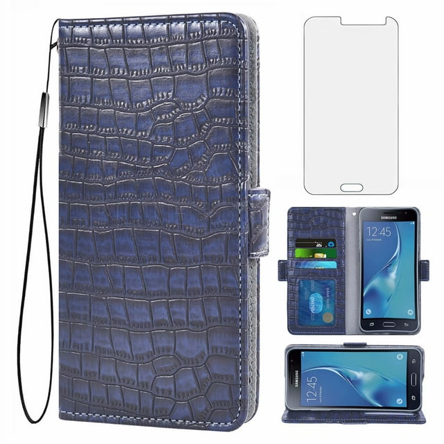 Case for Galaxy J3 2018, Pu Leather Cover, Mobile Phone Cover for Samsung Galaxy J3 2018, Wallet, Scratch-Resistant Magnetic Mobile Phone Pocket with Card Compartment, Blue
