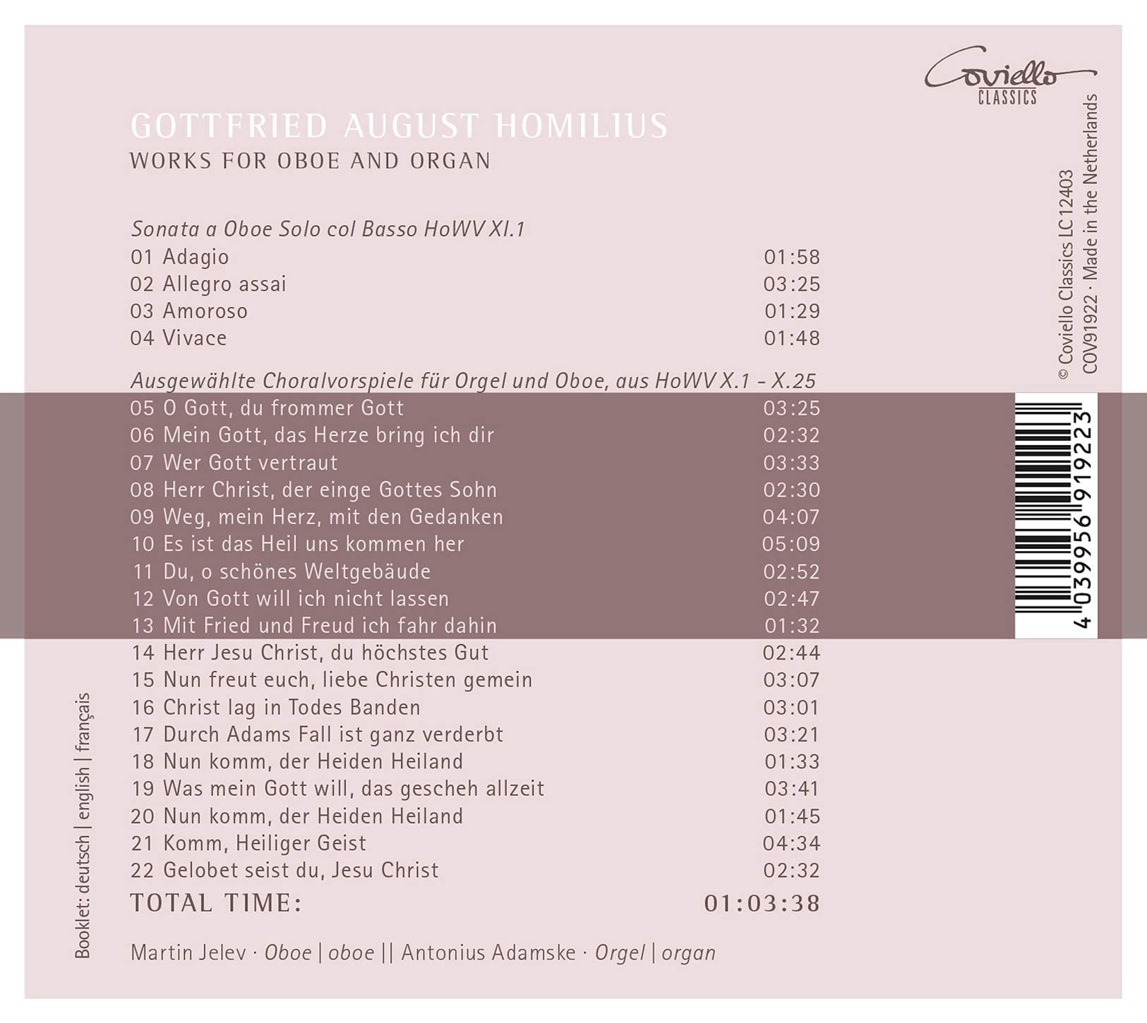 Jelev  Adamske - Works for Oboe & Organ - Music & Performance - CD