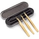 thumbnail image 1 of Pinzas de extensión de pestañas de 3 piezas, pinzas de pestañas postizas con caja, pinzas profesionales de acero inoxidable (dorado), 1 of 5