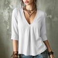 thumbnail image 2 of Womens Deep V Neck Top Flowy Swing Shirt, Long Sleeve Shirts for Women Blouses Beach Tops White XL(XL), 2 of 9