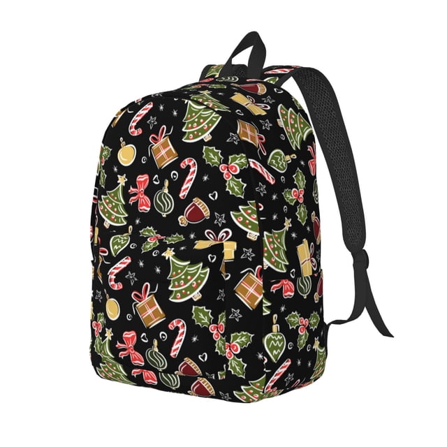 Disketp Christmas Tree Decoration Mochila de Lona Estampada, Mochila Escolar de Viaje Ligera para Estudiantes y Portátil-Small