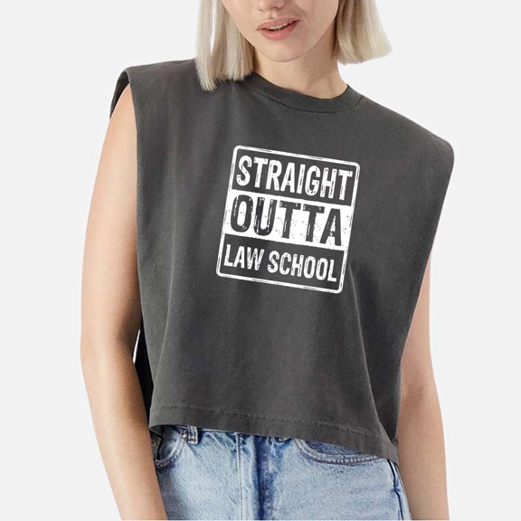 EcoLoom Straight Outta Law School Cap Sleeve Muscle Crop Shirt Women Sleeveless Baby Tee