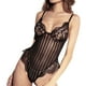 thumbnail image 2 of Mujeres Sexy Body de encaje de pestañas Malla Rayas Ropa interior Ropa de dormir, Negro, L Methold XX000173-05, 2 of 7