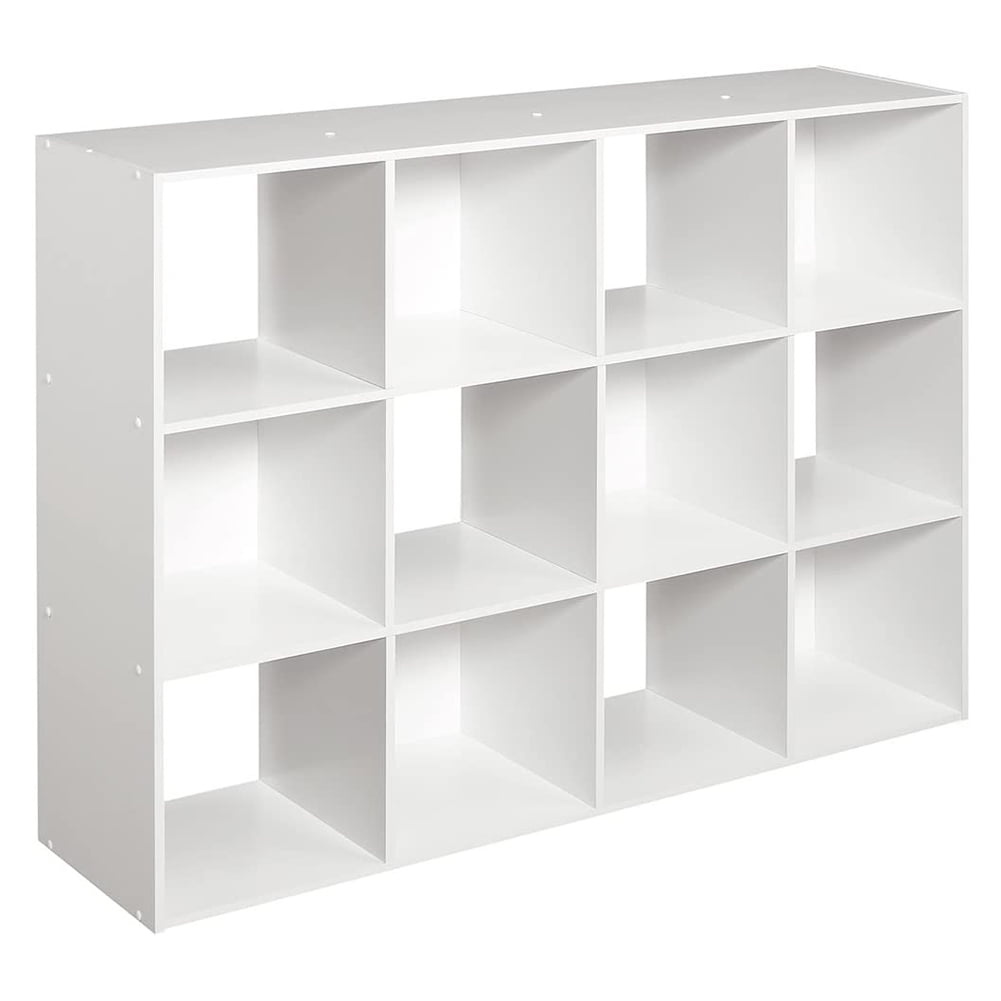 Kepooman Wood 12 Cubes Organizer Storage Bookcase, 3-Tier Bookshelf Cabinet, White Kepooman Wood 12 Cubes Organizer Storage Bookcase, 3-Tier Bookshelf Cabinet, White