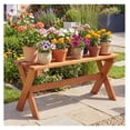 thumbnail image 3 of 36" Outdoor Wood Bench - Teak Oil Finish - Backless Patio Dining Bench for 2 - Hardwood Garden Seat - Weather Resistant, 3 of 8