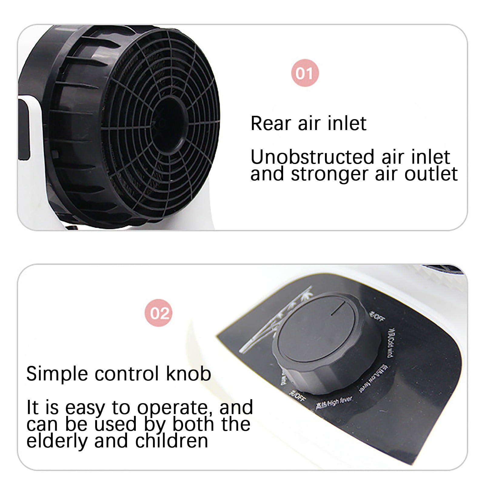 2-in-1 Air Conditioning Fan & Heater, Under Desk Heater with Dual Use for Summer and Winter, Portable Floor and Desktop Warmer