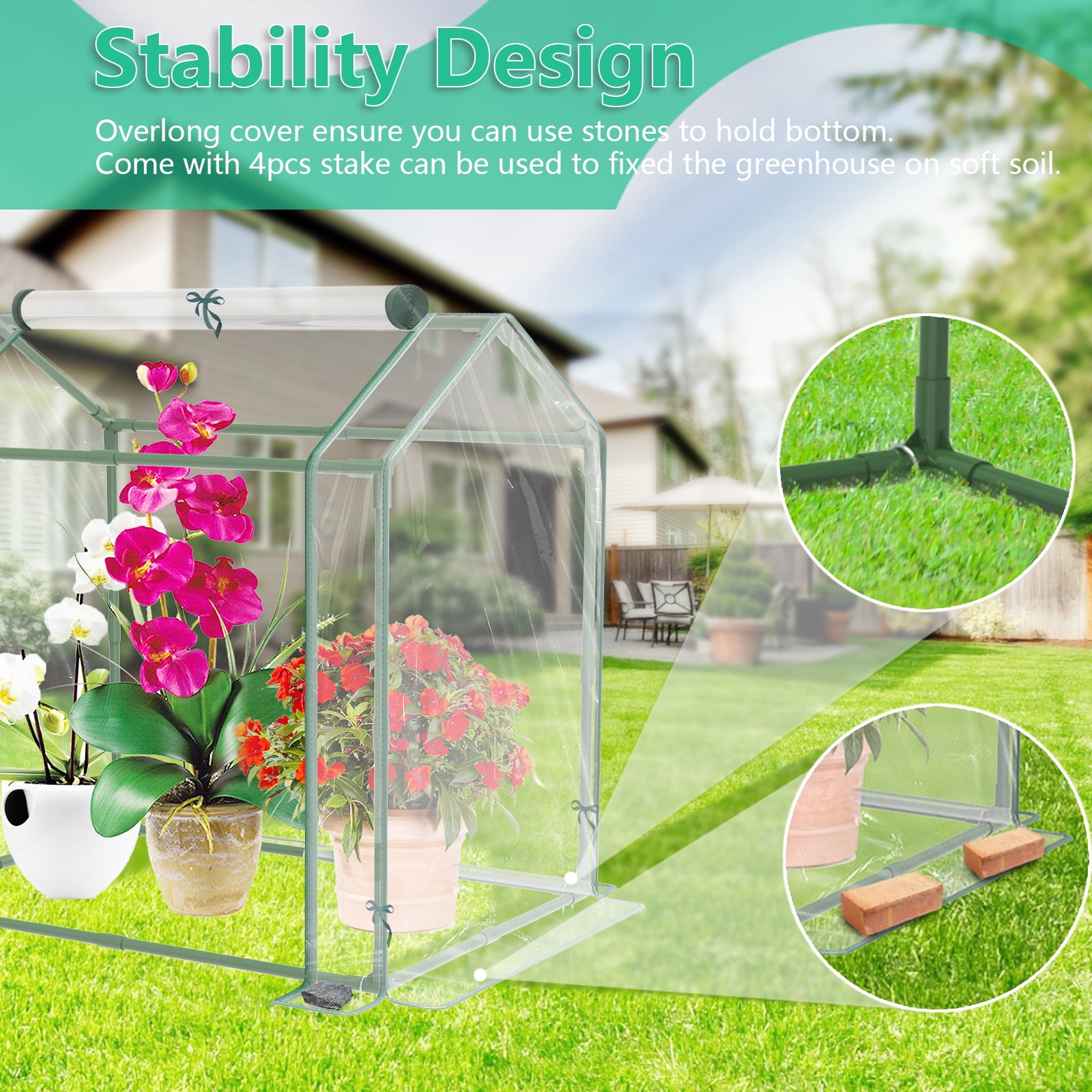 Mini Greenhouse 33.5"x 23.2"x 32.5", Durable Green House Kit with PVC Cover, Greenhouse for Outdoor Indoor Small Green House Garden Nursery Plant Cover Tent for Gardening Germination and Seedling