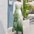 thumbnail image 3 of Palm Leaf Green Print Women's Long Dress Long Sleeves Dress Vintage Dresses Party Maxi Dress High Waist Dress, 3 of 4