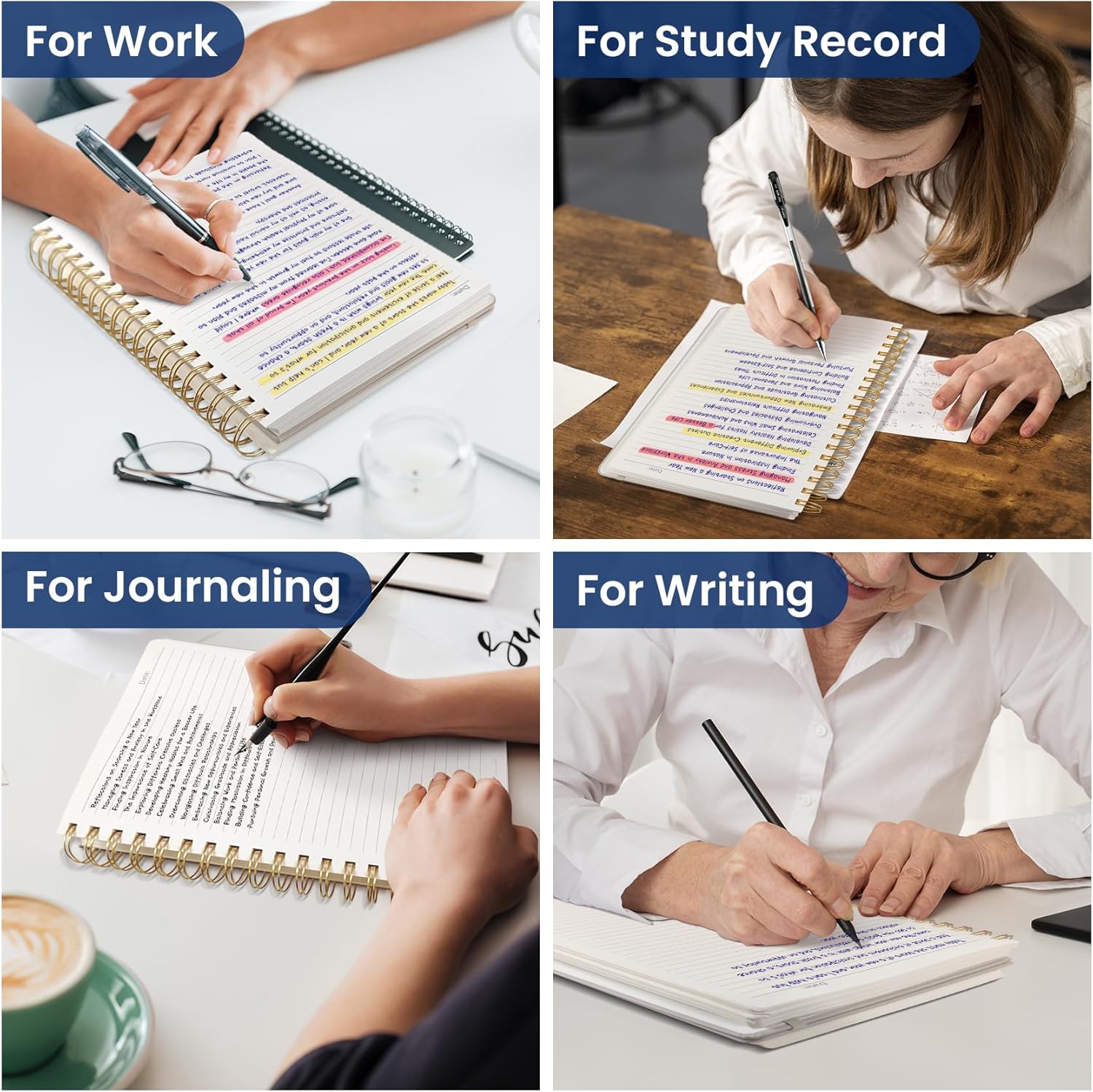 AP Lined Spiral Notebook Journal for Work,300 Pages Thick B5 (7.1"x10") College Ruled Journal for Women & Writing, Hardcover Notebook for Note Taking,Perfect for Office Home School,Spring Meadow