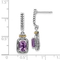 thumbnail image 4 of Shey Couture  Sterling Silver with 14K Accent Antiqued Cushion Amethyst Post Dangle Earrings, 4 of 4