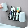 thumbnail image 4 of Toothbrush Holder Rack with Mouthwash Cup Holder Slots, Electric Toothbrush Toothpaste Holder Creative Wall-Mounted Drill Free Storage Rack for Bathroom, Black, 4 of 9