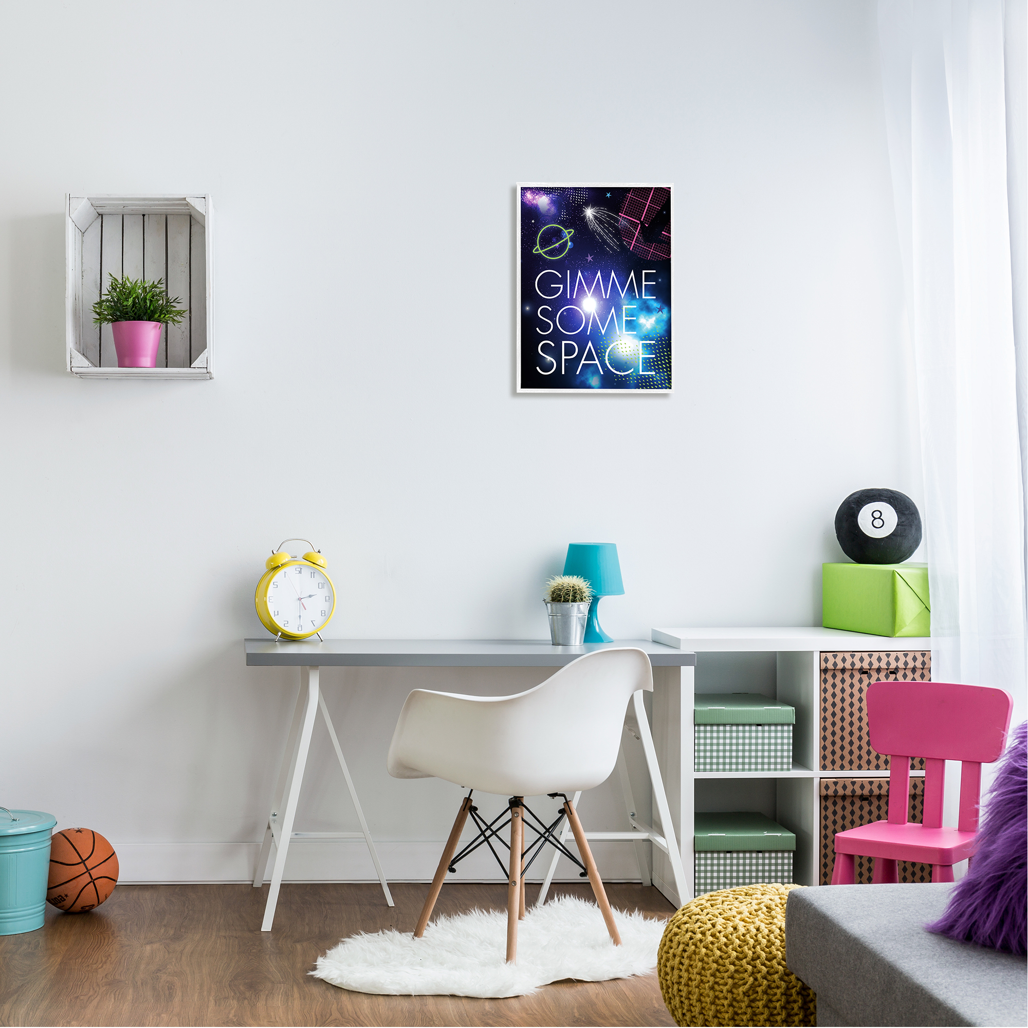 Stupell Industries Gimme Some Space Phrase Patterned Galaxy Stars Framed Wall Art, 16 x 20, Design by Jennifer Ellory
