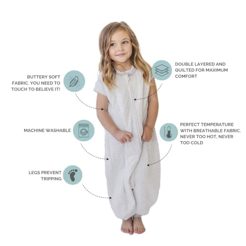 Tealbee Dreamsuit - Bamboo Sleep Sack with Legs - (0.8 Tog) Dash 12m-2t