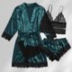 thumbnail image 3 of Conjunto de pantalones cortos y sujetador para dormir para mujer conjunto elegante de 4 piezas a juego traje para el hogar, 3 of 6