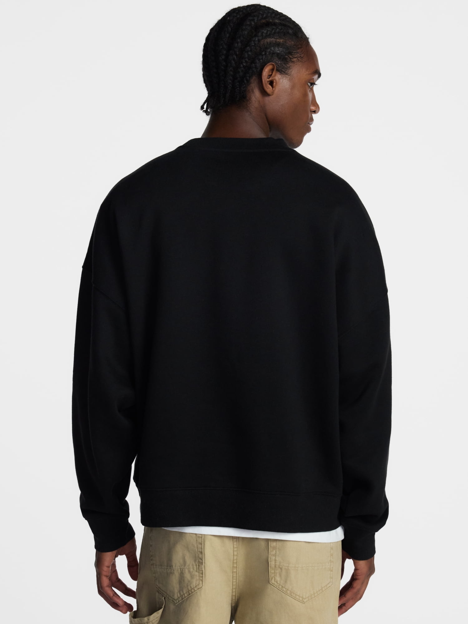 No Boundaries Crewneck Fleece Sweatshirt with Long Sleeves, Men's XS-4XLT