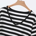 thumbnail image 2 of Puntoco Womens Summer Striped T-Shirts Short Sleeve V Neck Dolman Tops with Side Shirring Loose Fit Shirts Spring Fashion, 2 of 7
