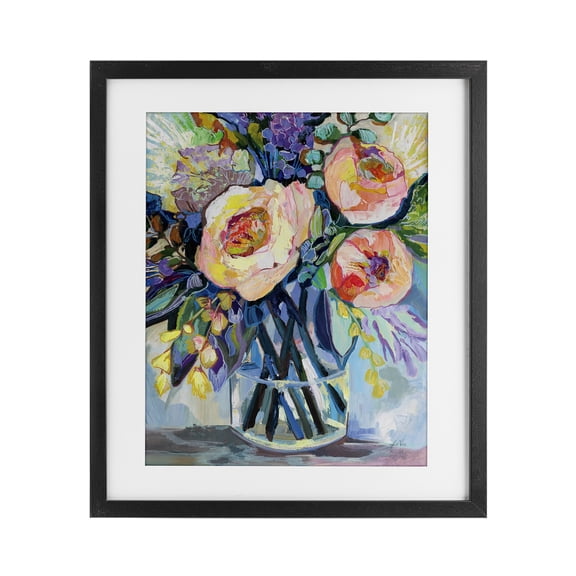 Stupell Industries Enraptured Blossoms Bouquet Black Framed Print Under Glass design by Jeanette Vertentes, 21 x 17