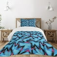 thumbnail image 3 of Ambesonne Grungy Quilted Bedspread Set 2 Pcs, Trippy Neon, Twin Size, Sky Blue Black Pink, 3 of 6