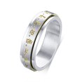 thumbnail image 1 of Bague Double Couche pour Hommes Bande de Mantra Mammon Jaune en Acier Inoxydable, 1 of 5