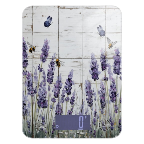 High Precision Digital Kitchen Scale Tempered Glass Food Scale Multifunction Scale Small Kitchen Appliances Lavender and Bees
