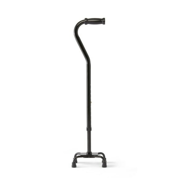 Medline Adjustable Height Bariatric Quad Cane with Small Base, Black, Supports 500 lbs