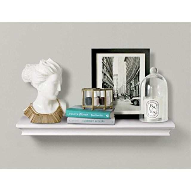 AHDECOR Picture Ledge Shelves White 2 Set MDF Floating Wall Shelves for Picture 