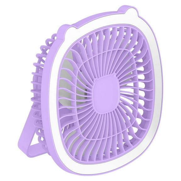 Purple 3-Speed Usb Desktop Fan With Night Light Wall Mountable 2-In-1 Portable Rechargeable For Home Office