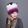 thumbnail image 2 of Contrast Color Furry Hat for Women  Winter Beanie with Patchwork, 2 of 4