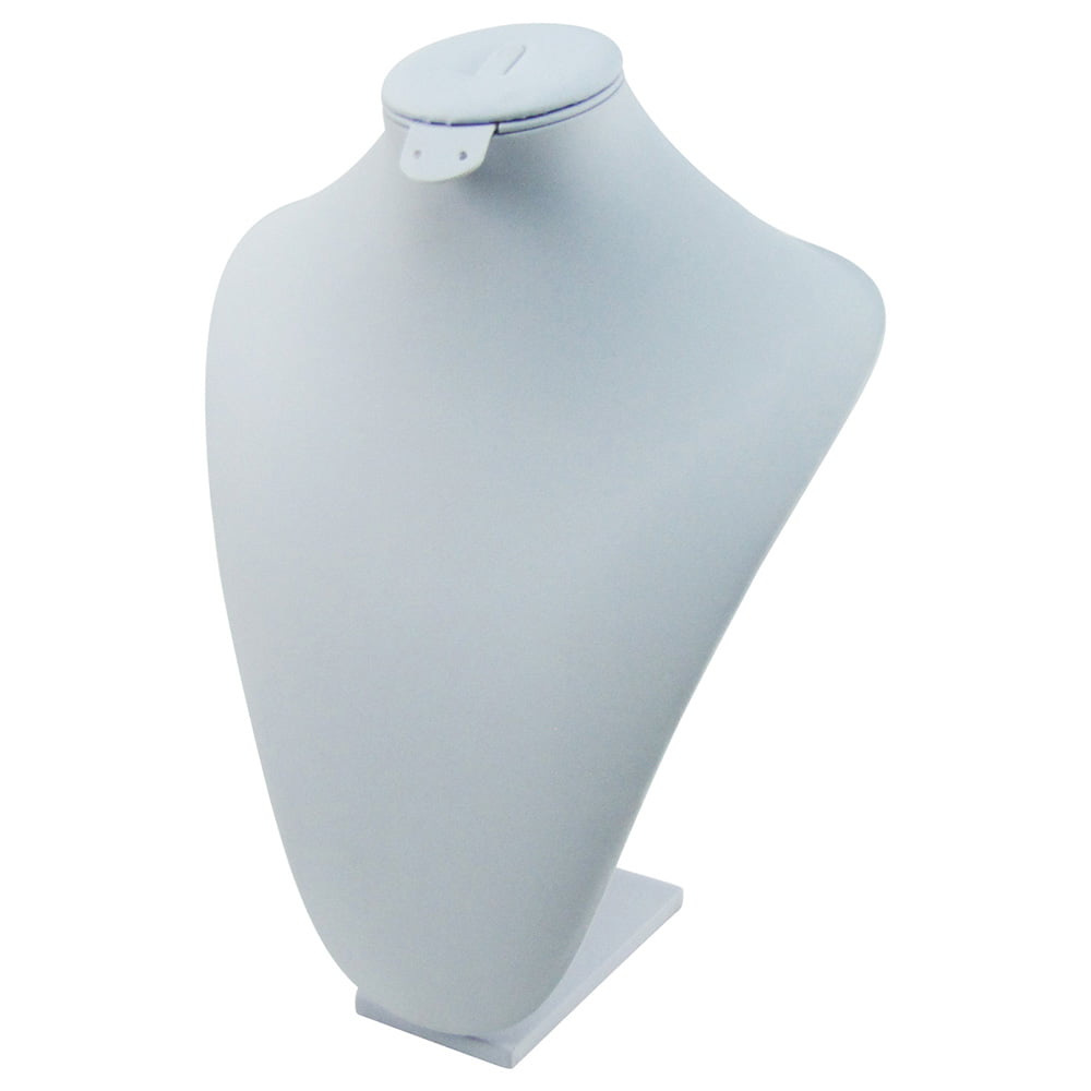 White Leather Jewelry Pendant Neck Display Bust Form Leatherette ...