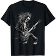 thumbnail image 1 of Skeleton Guitar Guy Rock And Roll T-Shirts pour Hommes Femmes - Noir - S, 1 of 2
