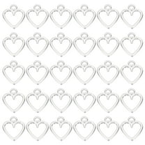 Metal Charm Pendants, 100 Pcs Hollow Heart Shape Mini Pendant, Silvery