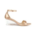 thumbnail image 3 of BLISSFUL STEP Women's Ankle Strap Low Wedge Clear Heels Sandals Rose Gold 6, 3 of 7