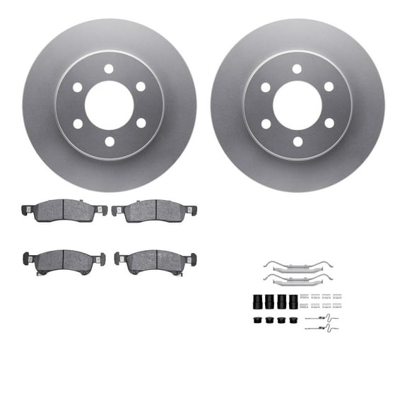 Dynamic Friction Company Front Geospec Brake Rotors with Heavy Duty Brake Pads includes Hardware 4212-99166