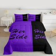 thumbnail image 2 of Homewish Mr and Mrs Queen Comforter Set, Black Purple Couples Print Bedding Sets, Romantic Valentines Day Reversible Bedding Comforter Set, Lightweight Room Decor, 3-Piece, 2 of 8