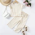 thumbnail image 2 of vdgthytj Toddler Girls Summer Outfits 2 Piece Crewneck Short Sleeve Tops and Pants Clothing Set for Kids, 2 of 3