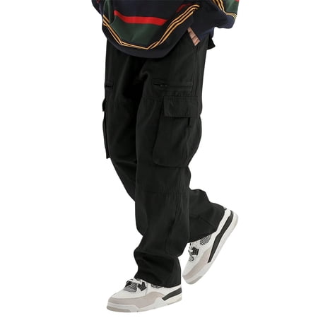 Mens Work Pants Thermal Cargo Joggers Pantalones Para Cotton Lined Work Pants Men Elastic Waist Pants Mens Pantalones S Black