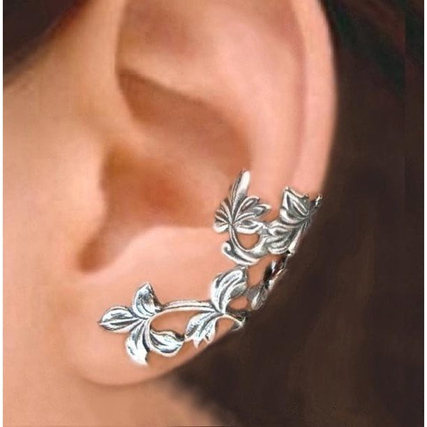 Clips De Oreja Huecos Retro, Hermosos Pendientes De Clip Para Mujer, Pendientes De Clip De Oreja De Hoja Vintage De Aleación 2 Pares seitruly AP005534-00